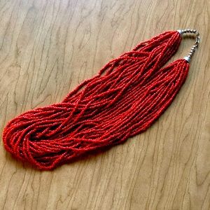 SALE! 🌷Beautiful red-orange petite-bead multistrand necklace!